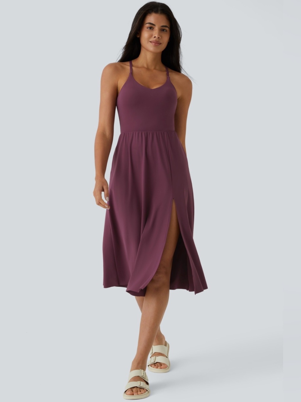 Sleeveless Midi Dress in Plum